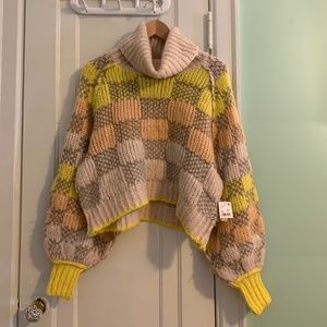 Cropped Free People checker turtleneck